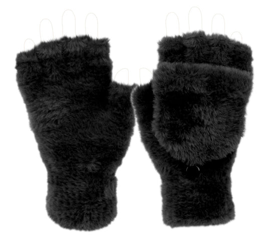 Ladies Soft Fur Winter Exposed Finger Glove