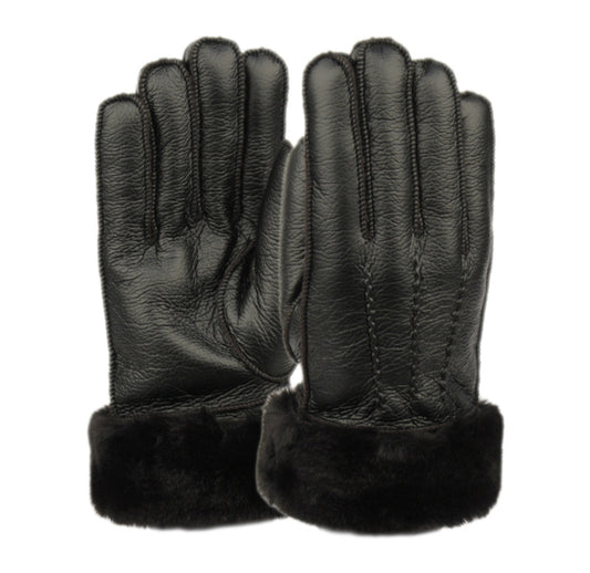 Men'S Faux Leather Glove W/Fur Cuff