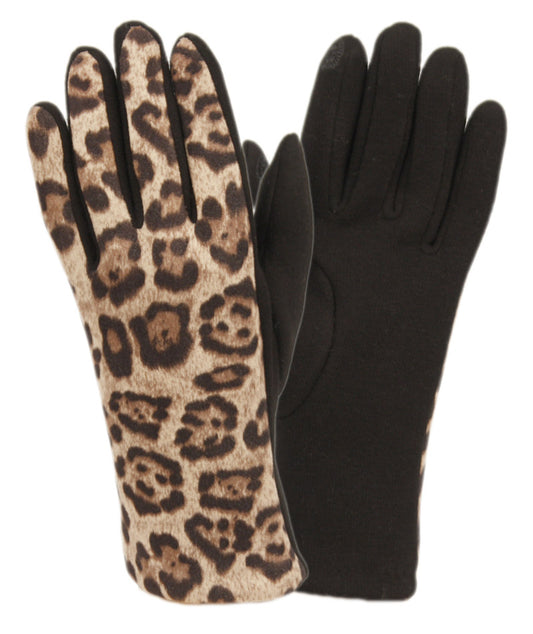 Ladies Animal Leopard Print Touch Screen Glove