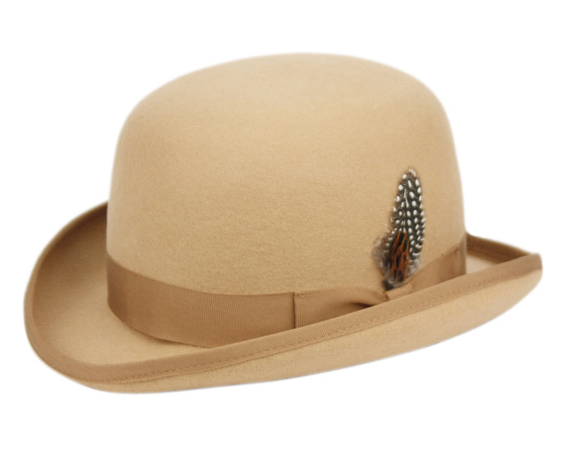 Round Crown Bowler Felt Hats With Grosgrain Band