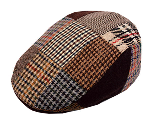 Patchwork Wool Flat Ivy Cap W/Quilted Lining