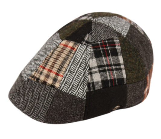 Patchwork Wool Blend Duckbill Ivy Cap With Lining