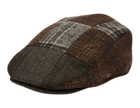 Tweed Patchwork Wool Ivy Caps W/Satin Quilted Lining