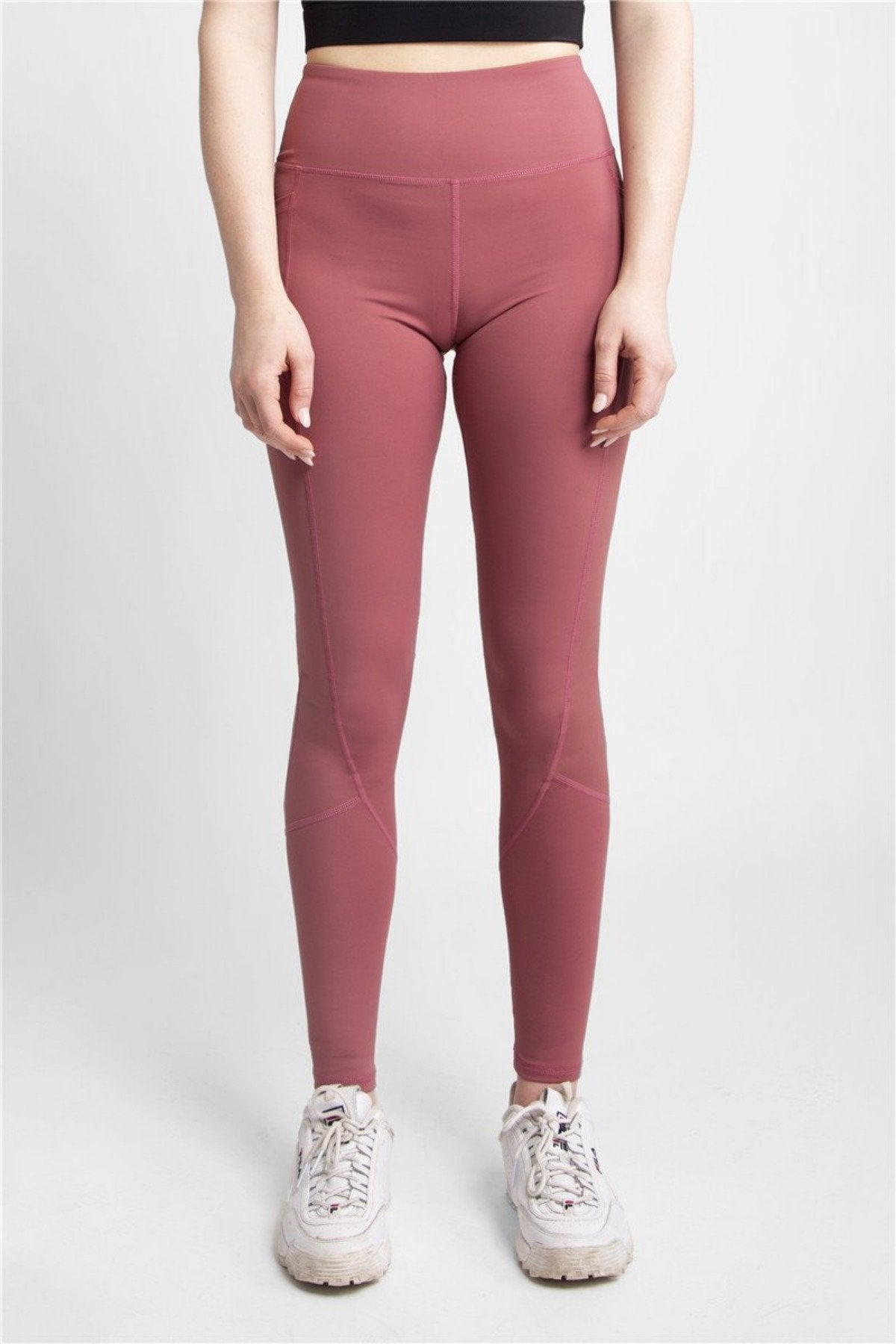 Solid Color High - Rise Tights W/ Stash Pockets