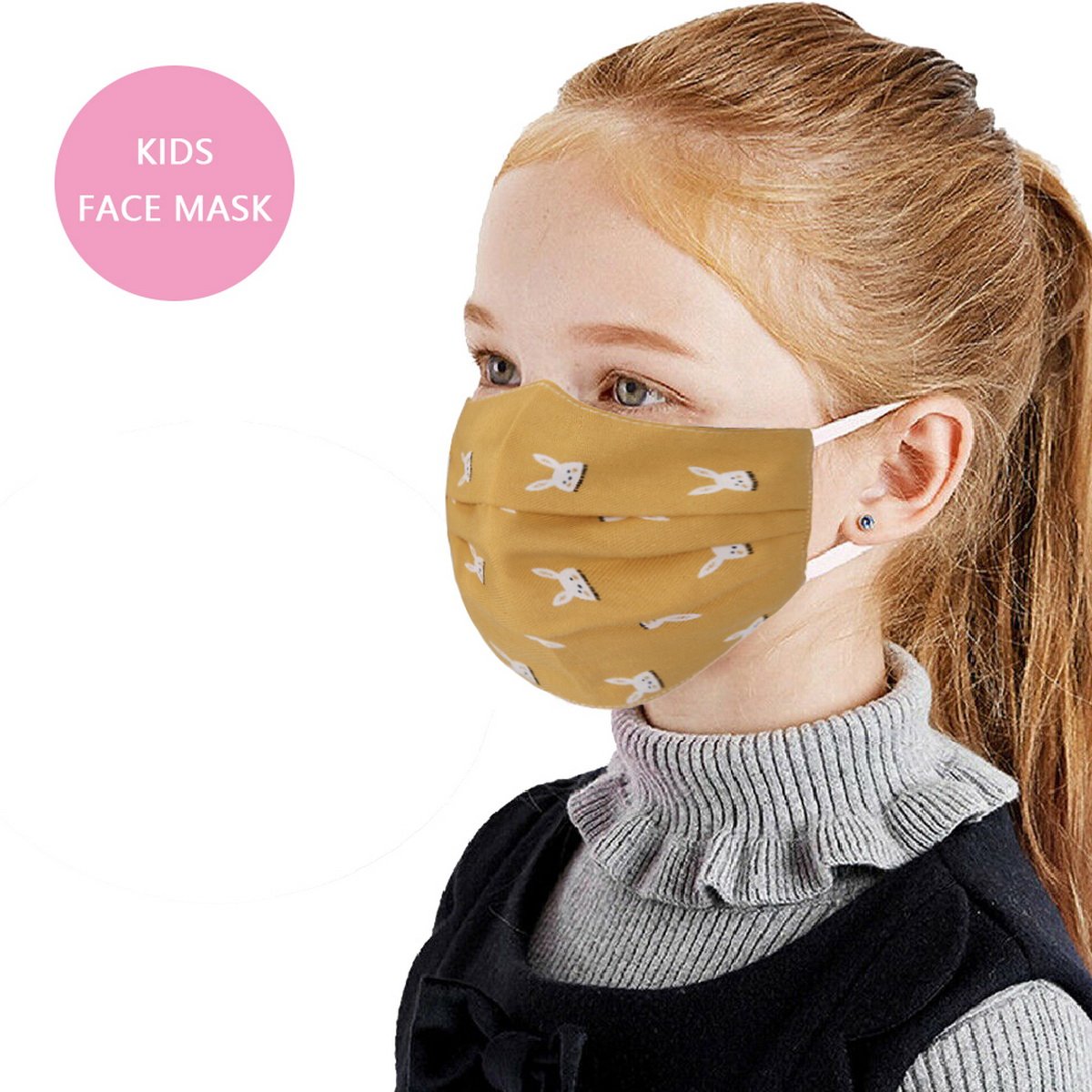 Kids Size - Pleated Washable & Reusable Cotton Face Mask