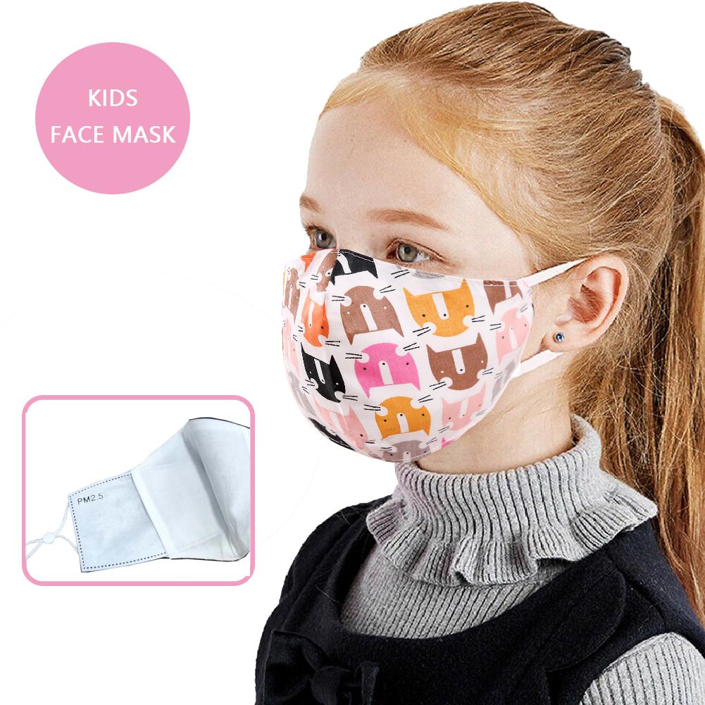 Kids Size - Washable & Reusable Cotton Face Mask W/ Filter Pocket 