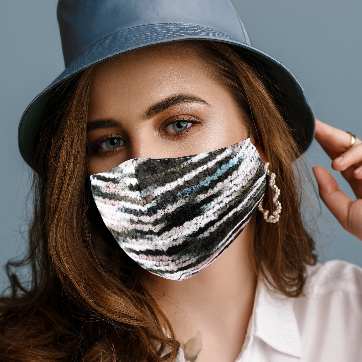 Patterned Washable & Reusable Winter Cotton Face Mask W/ Diamond Shaped Lining & Filter Pocket 