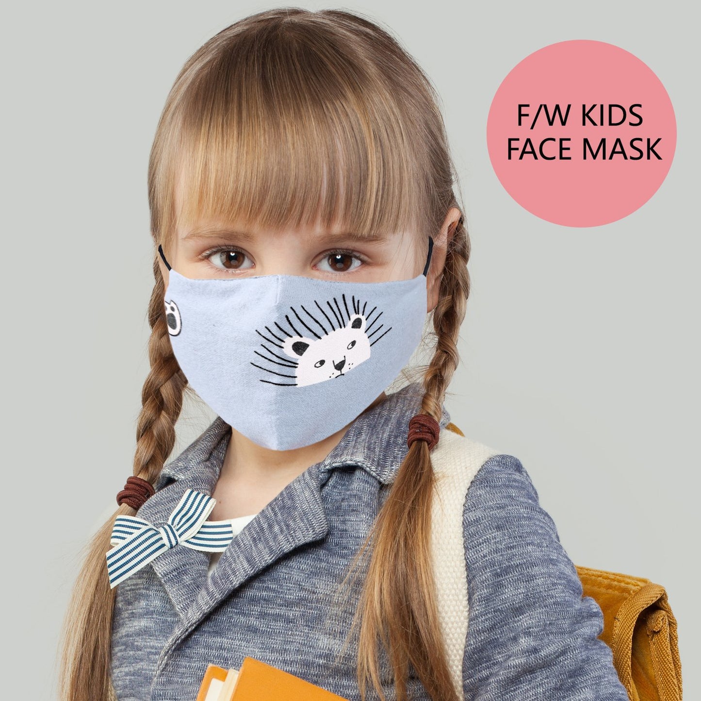 Kids Size - Washable & Reusable Winter Cotton Face Mask W/ Diamond Shaped Lining & Filter Pocket 