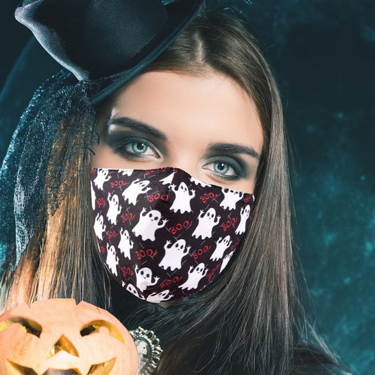 Halloween Theme Digital Printed Cotton Face Mask W/ Filter Pocket 