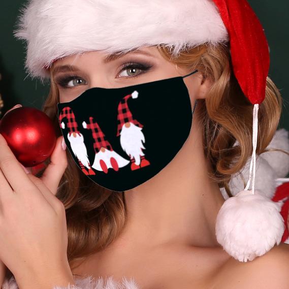 Christmas Theme Digital Printed Cotton Face Mask W/ Filter Pocket 