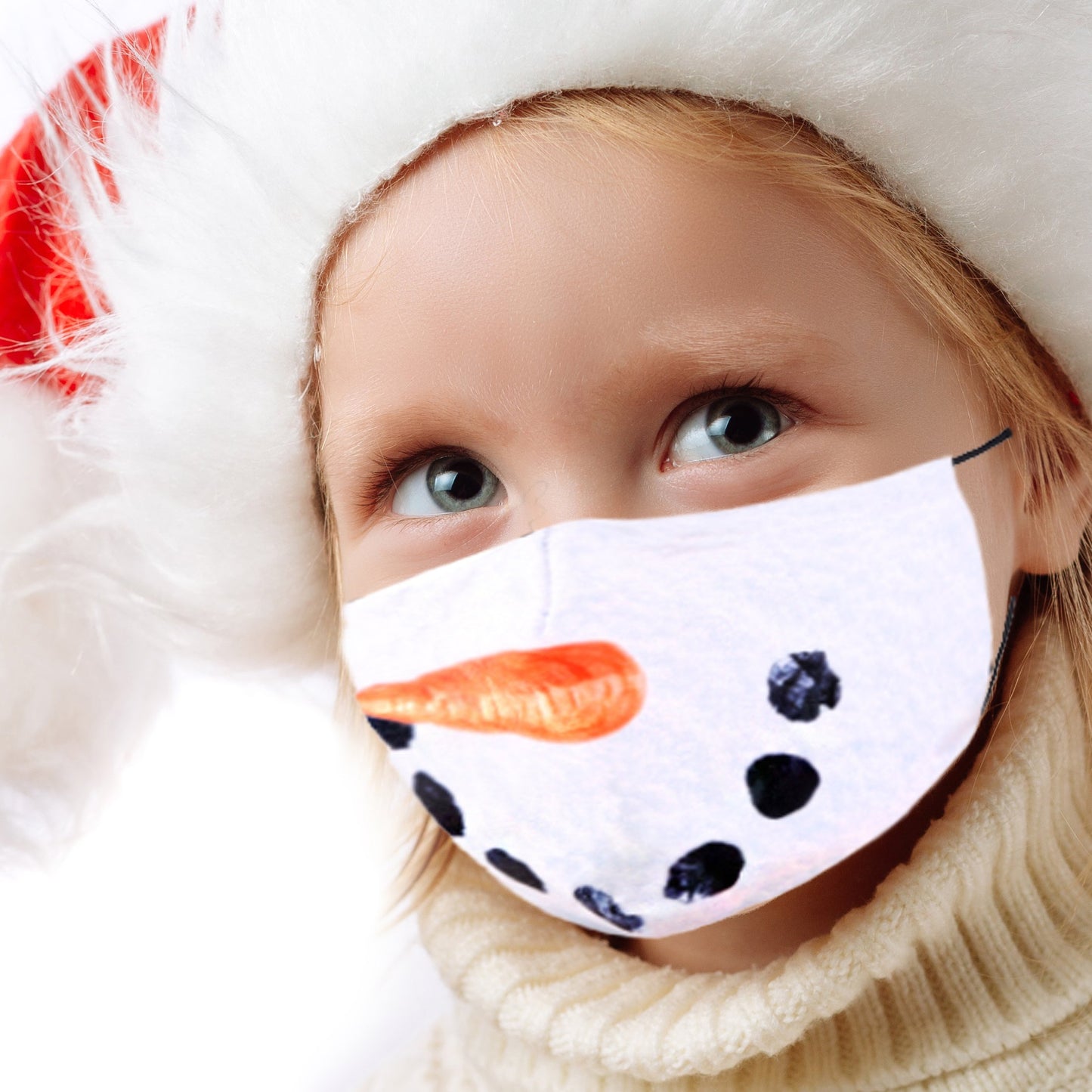 Kids Size - Christmas Theme Digital Printed Cotton Face Mask W/ Filter Pocket 