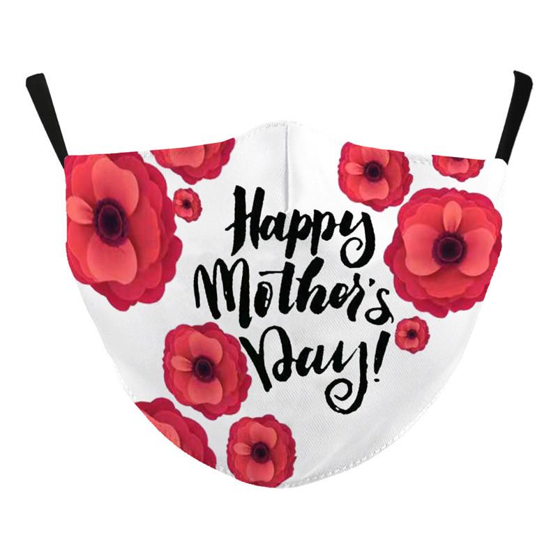 Mother'S Day Theme Digital Printed Cotton Face Mask W/ Filter Pocket 