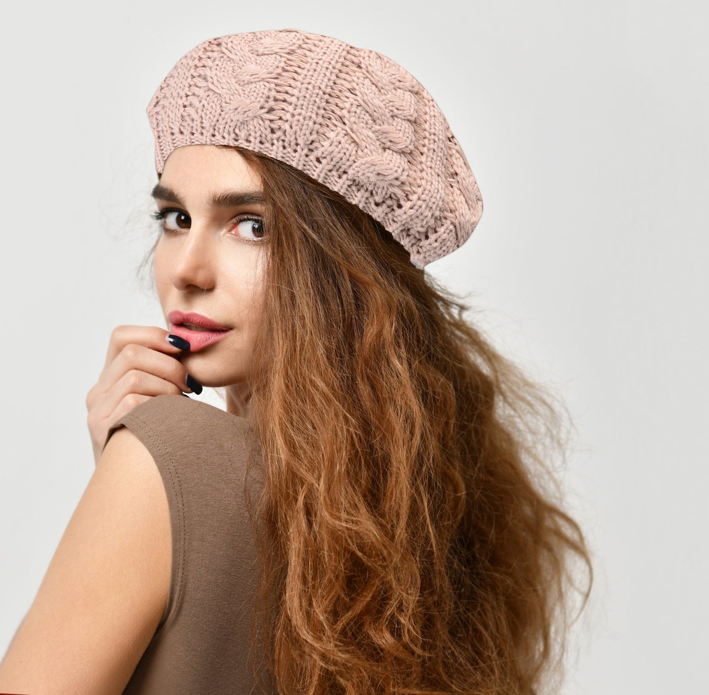 Solid Color Knitted Beret W/ Double Lining