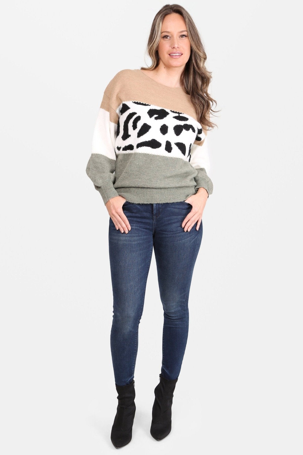 Leopard Print Color - Blocked Sweater