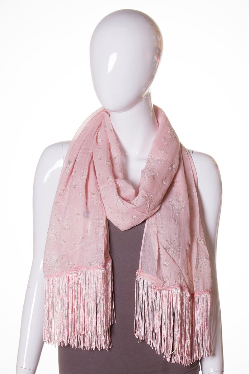 Feather Embroidery Cotton Scarf