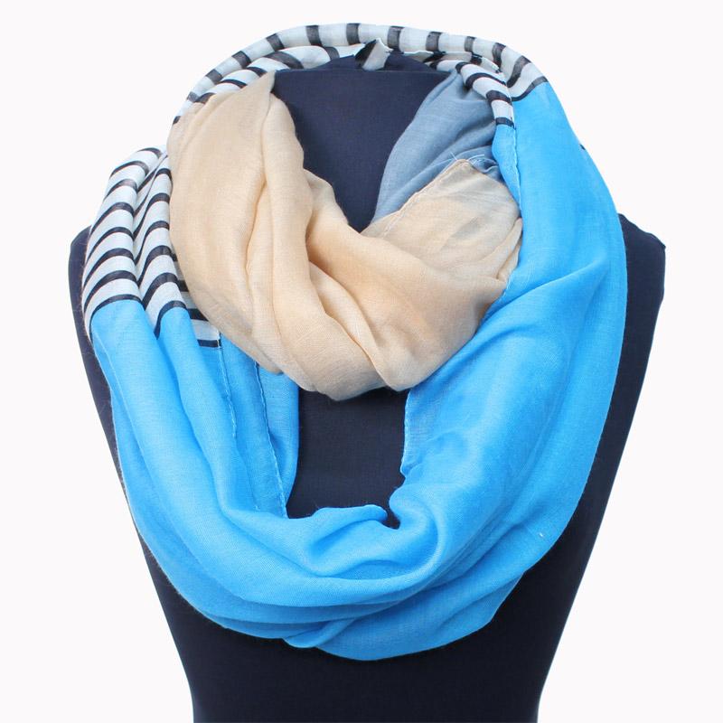 Color Block With Stripes Pattern Infinity Scarf