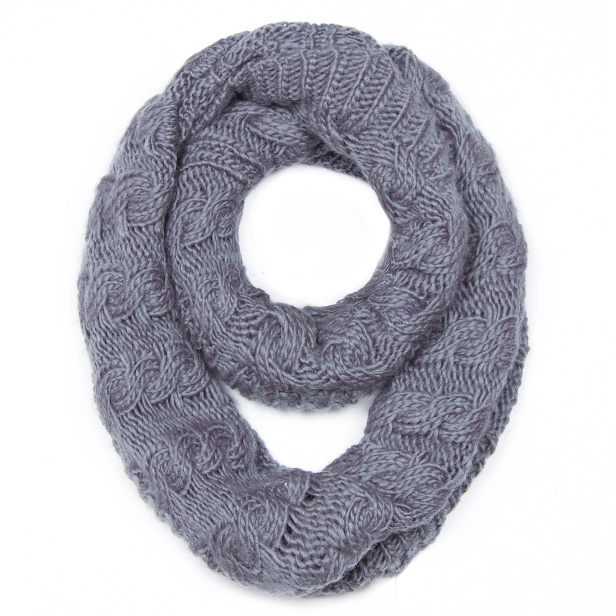 Solid Color Cable Knitted Infinity Scarf