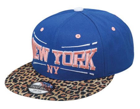 Leopard Print Visor Snapback Caps With New York