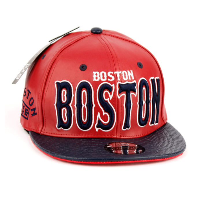 Faux Leather Caps With Boston