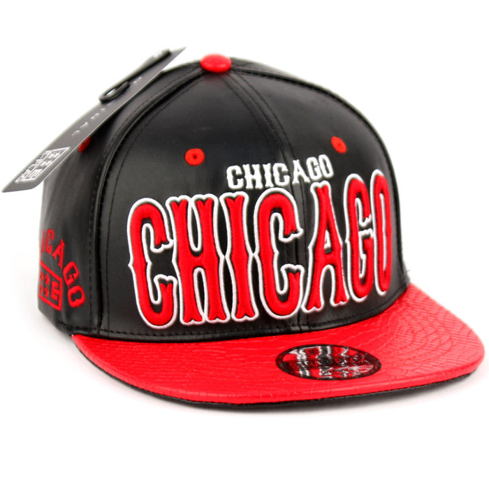 Faux Leather Caps With Chicago