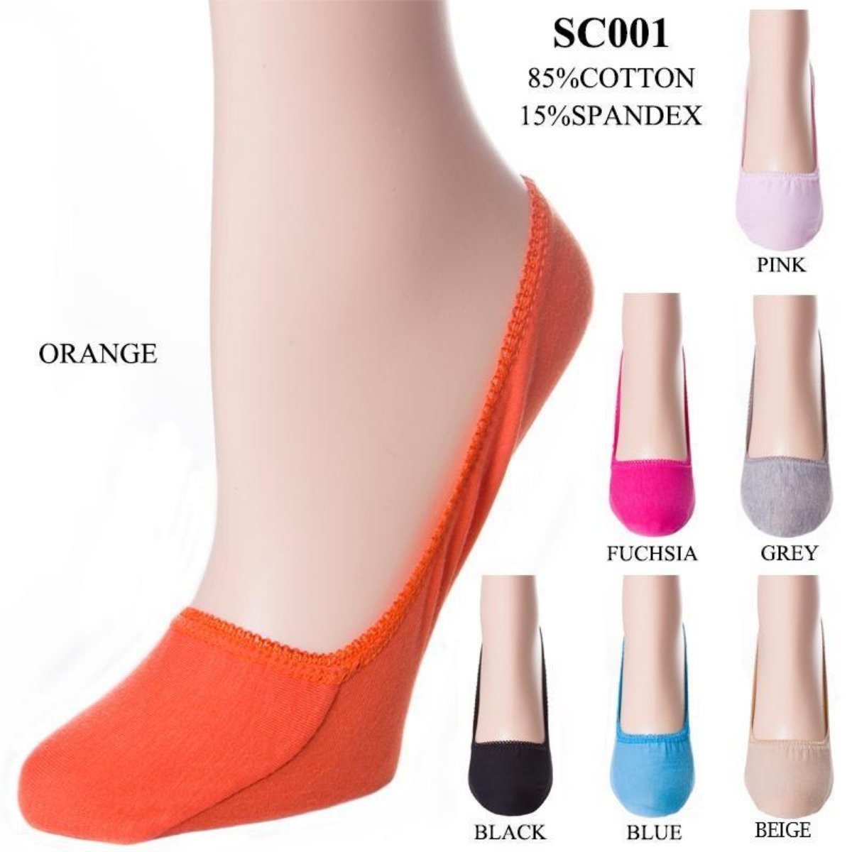 Solid Color Hidden Stretch Socks - 12Pc Set