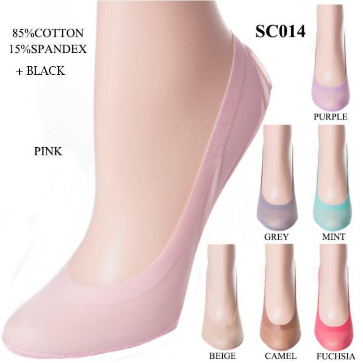 Solid Color Non-Slip Hidden Stretch Socks - 12Pc Set