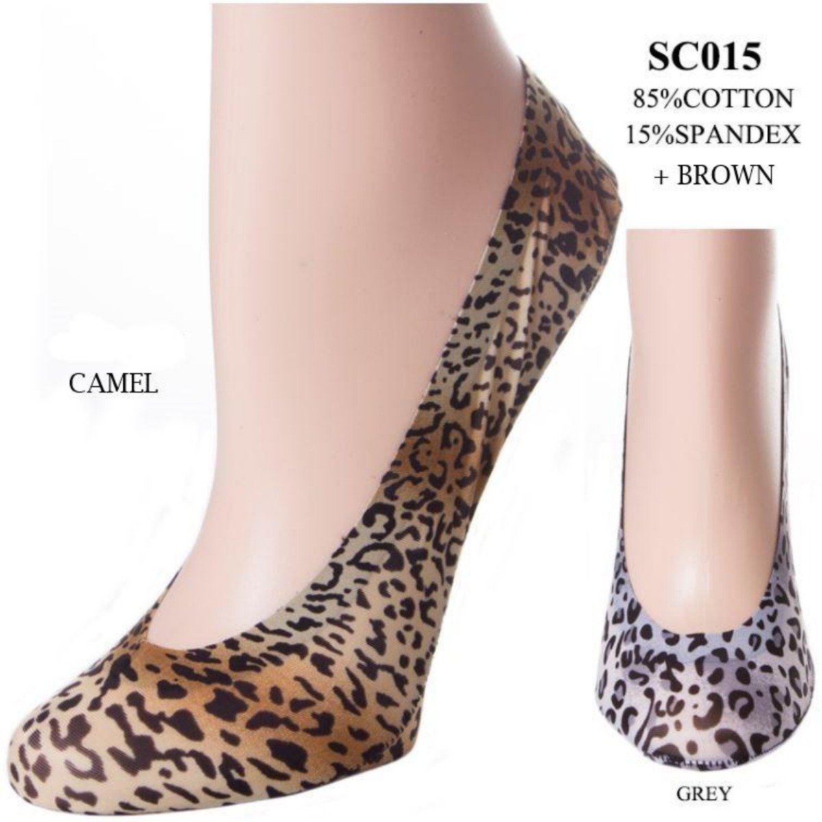 Leopard Print Non-Slip Hidden Stretch Socks - 12Pc Set