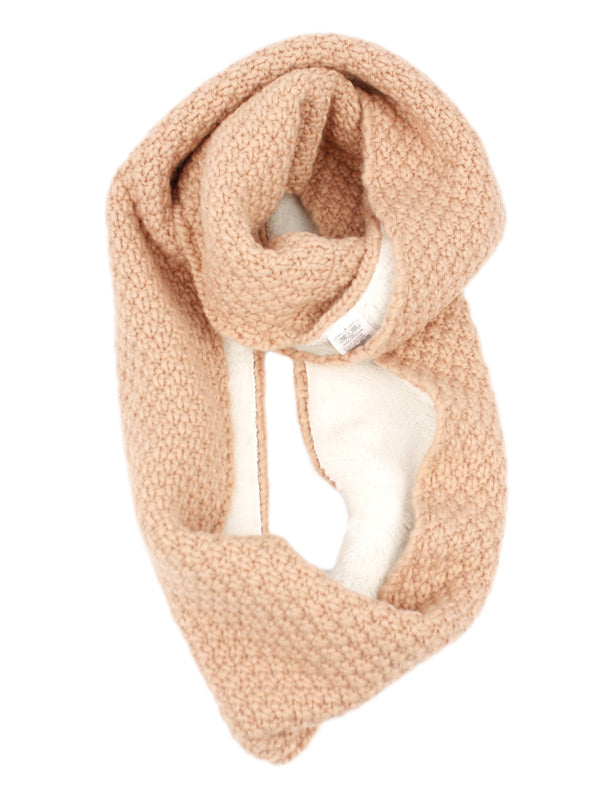 Wool Blend Cable Knit Infinity Scarf W/Sherpa Lining