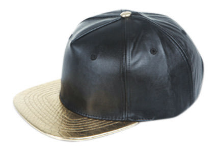 Two Tone Faux Leather Strapback Caps