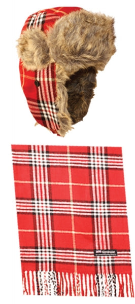 Plaid Trooper Hats And Scarf Set