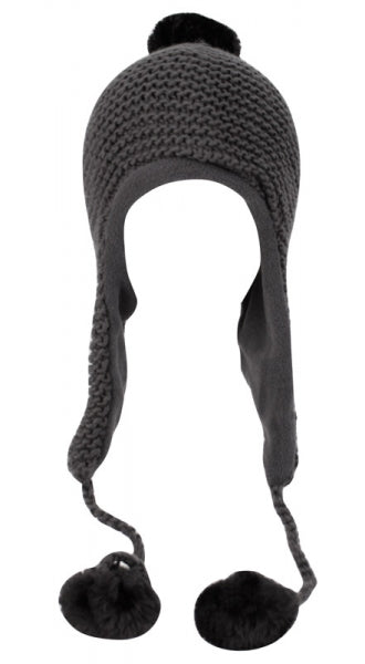 Winter Knit Trooper Hats W/Pom Pom & Chin Cod
