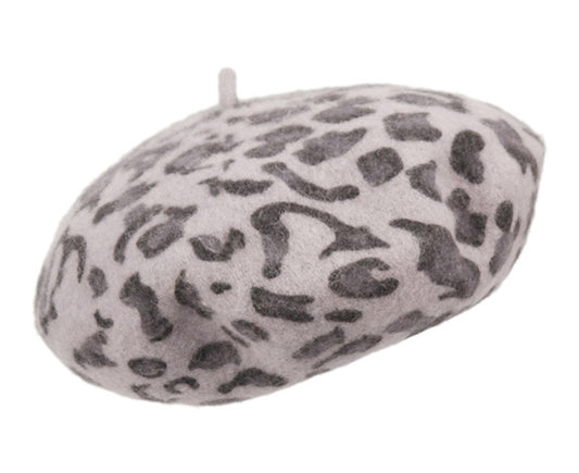 French Leopard Wool Beret Hats