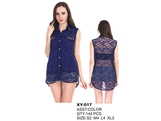 Chiffon Tops With Lace And Studs GDPXY-017-AT