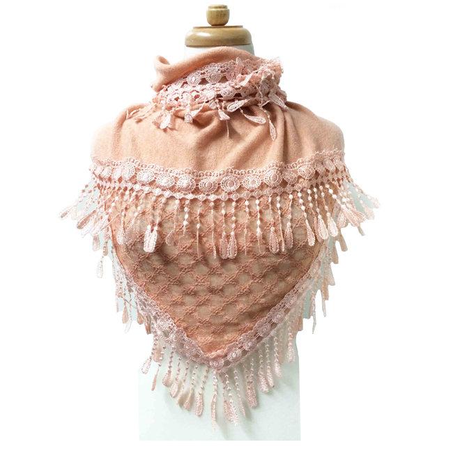 Fashion Crochet Lace Tassel Triangle Scarf