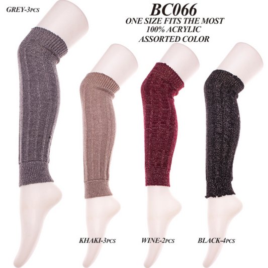 Solid Color W/ Lurex Knee-High Knitted Boot Cuffs - 12Pc Set