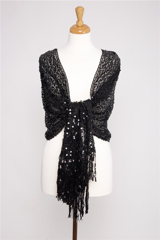 Sequined Evening Shawl/Scarf/Wraps/Stole W/Fringes