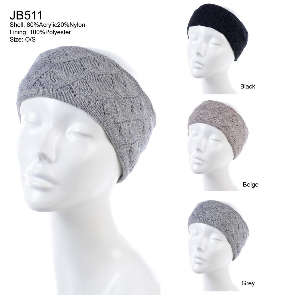 Solid Color Knitted Headband W/ Double Lining - 12Pc Set