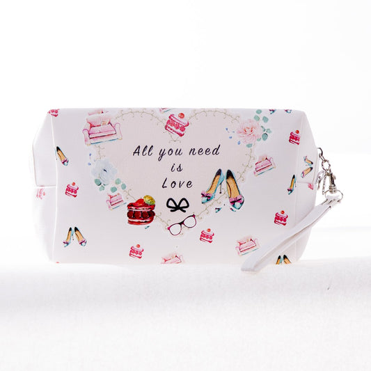 Holiday Theme Print Faux Patent Leather Makeup Bag