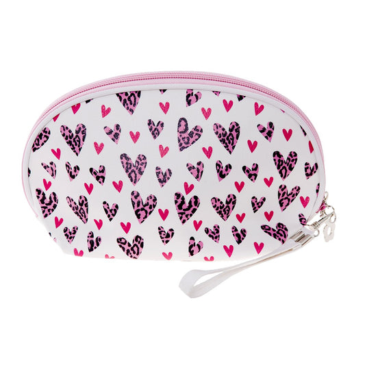 Heart Print Faux Leather Pouch