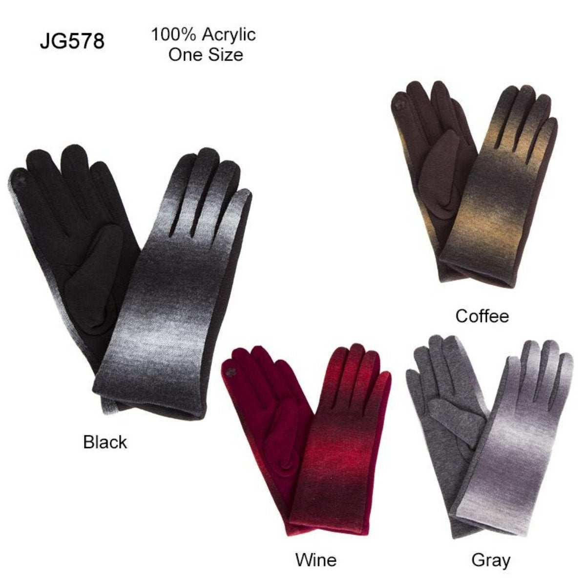 Stripe Pattern Screen-Touch Gloves - 12Pc Set