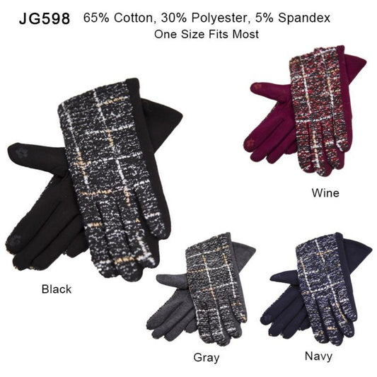 Speckled Stripe Pattern Screen-Touch Gloves - 12Pc Set