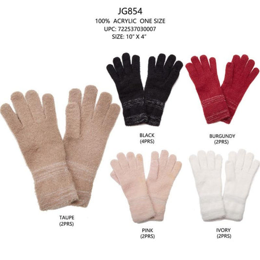 Solid Color W/ Lurex Knitted Gloves