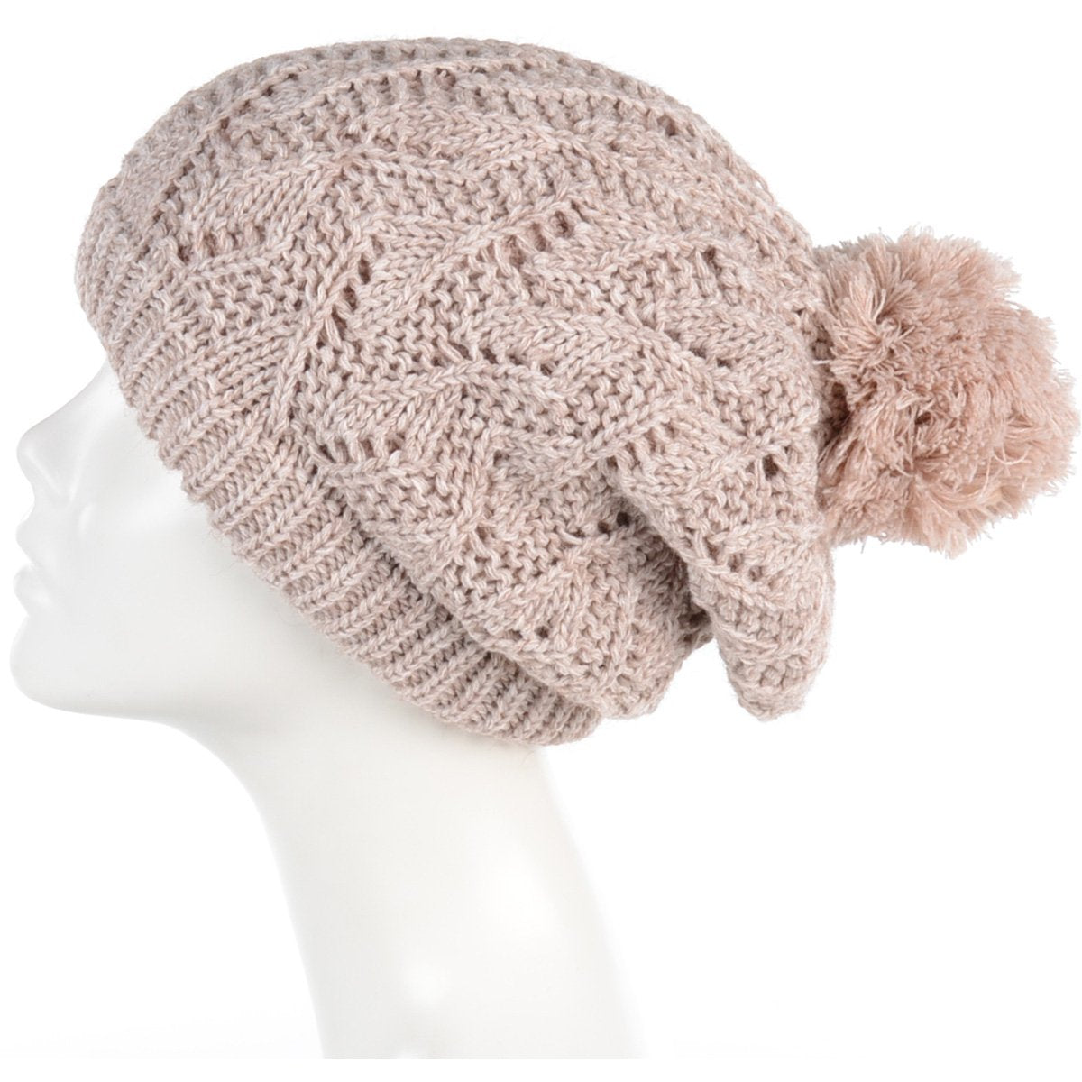 Solid Color Knitted Beanie W/ Pom-Pom & Double Lining - 12Pc Set