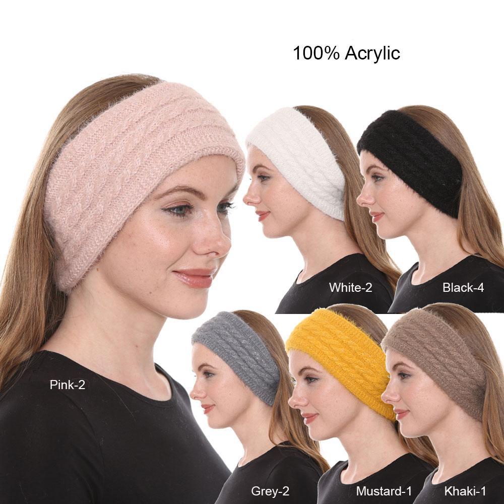 Solid Color W/ Lurex Knitted Headband W/ Double Lining - 12Pc Set