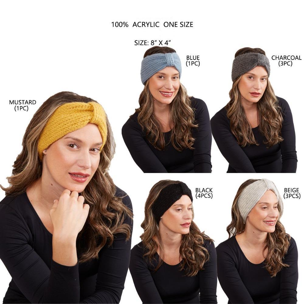 Solid Color Knot Knitted Headband - 12Pc Set