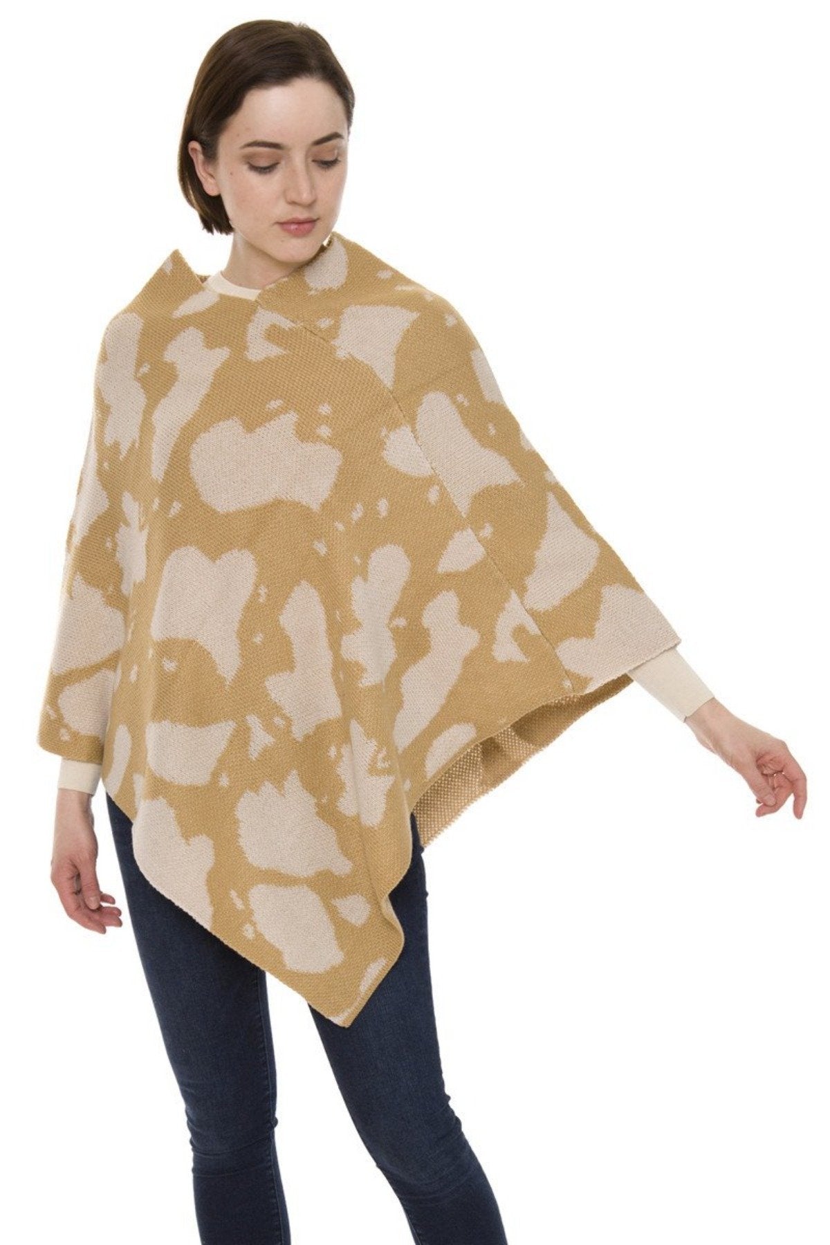 Cow Print Knitted Poncho