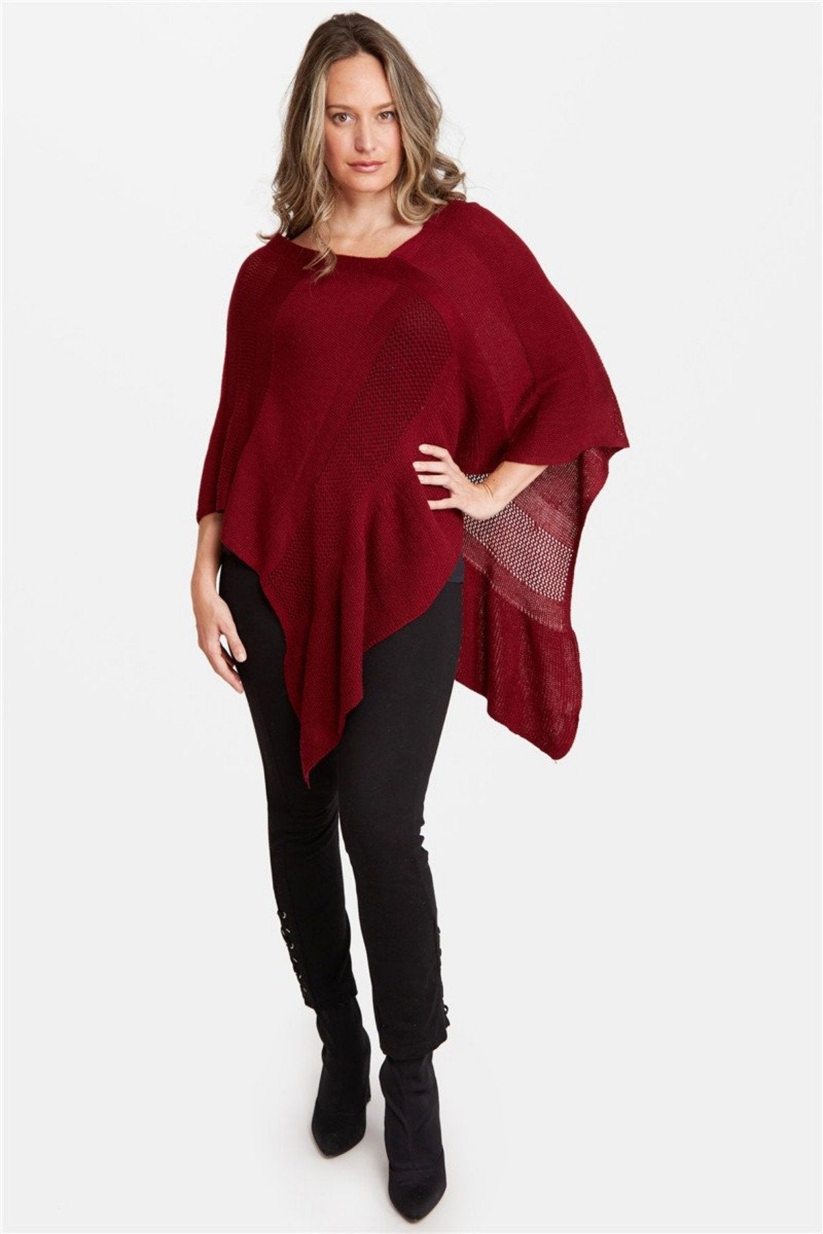 Solid Color Knitted Poncho