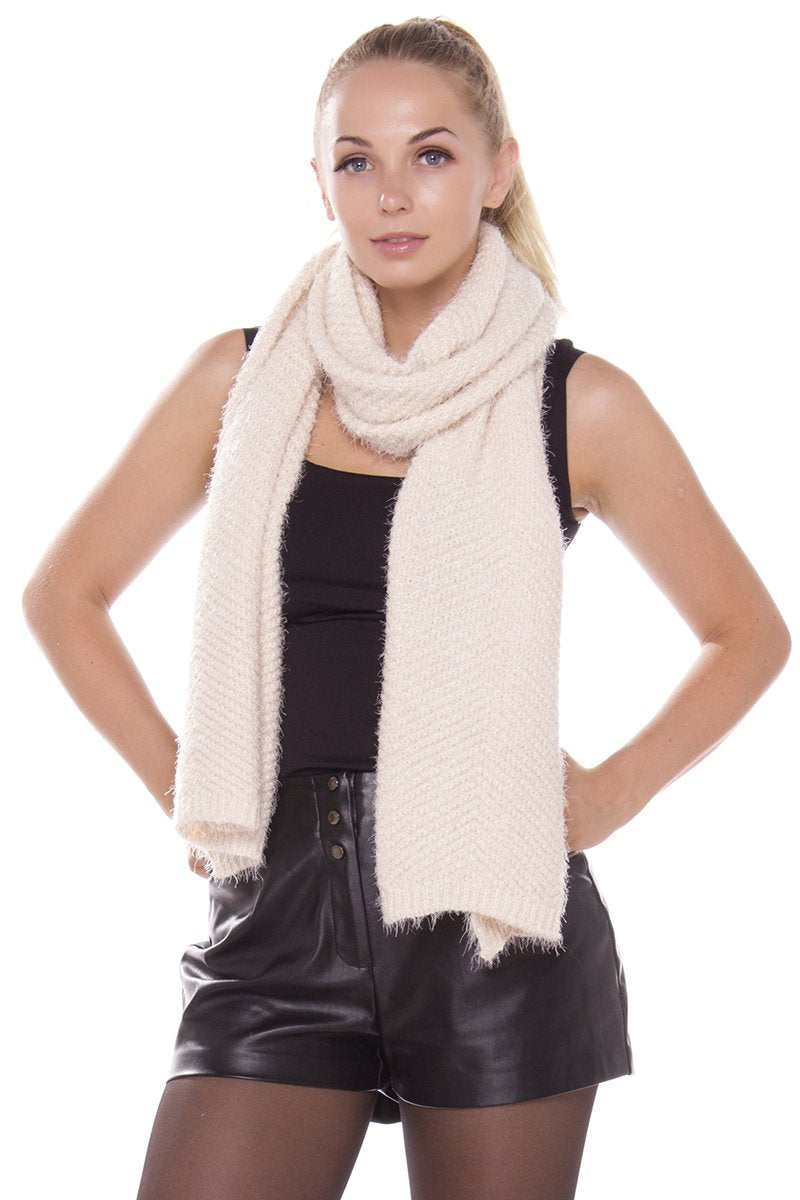 Cable Knitted Solid Color Soft Oblong Scarf