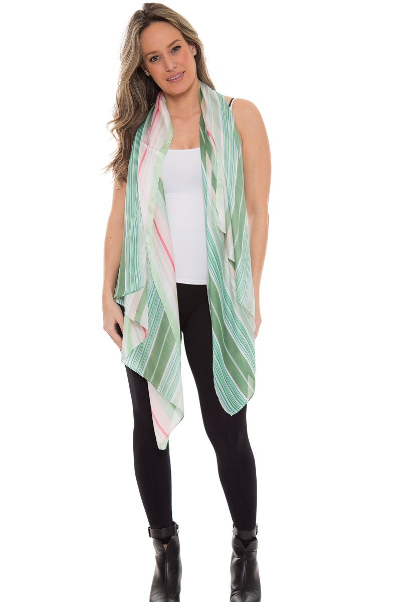 Silky Vertical Striped Oblong Scarf