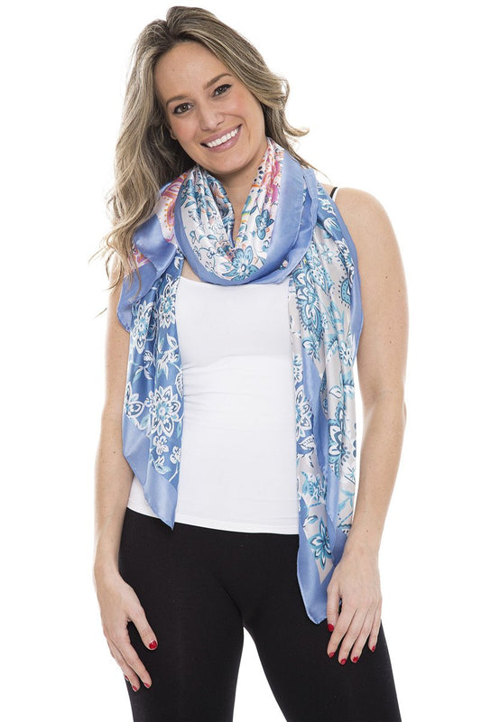 Silky Floral Oblong Scarf